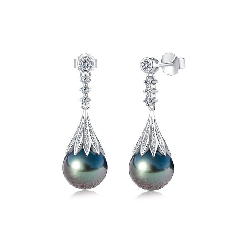 Boucle Oreille Perle Noire Tahiti - vue 1