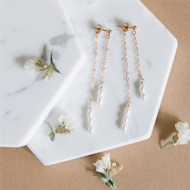 Boucle d'oreille Perle Pendante Yui - vue 3