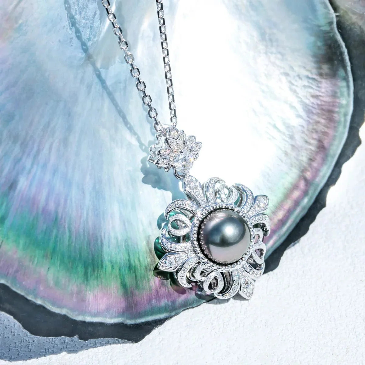 Pendentif Perle de Tahiti et Diamant - vue 5