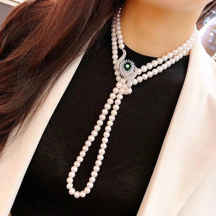 Collier en Perle Blanche - vue 1
