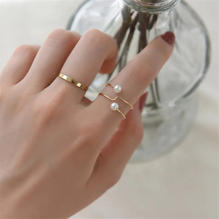 Bague Or Perle de Culture Blanche - vue 1