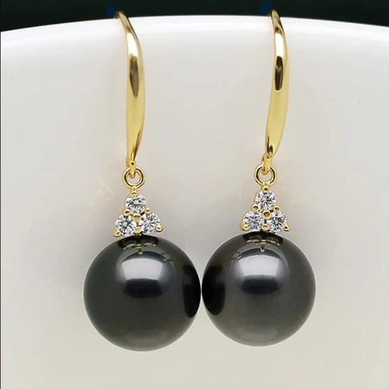 Boucle d’oreille Perle de Tahiti Noire - vue 2