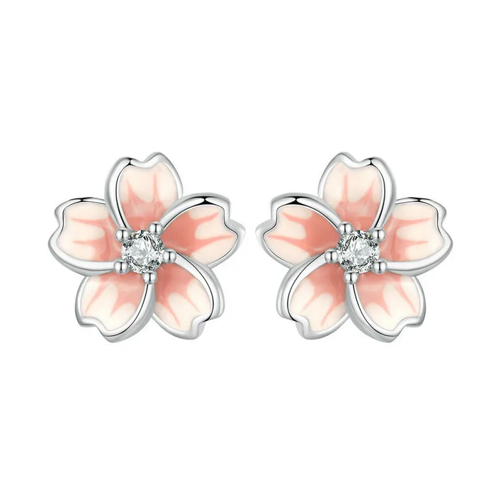Boucle d’oreille Fleur Rose - vue 1
