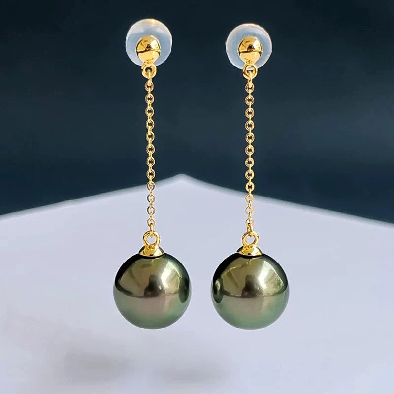 Boucle d’oreille Pendante Perle Noire - vue 2
