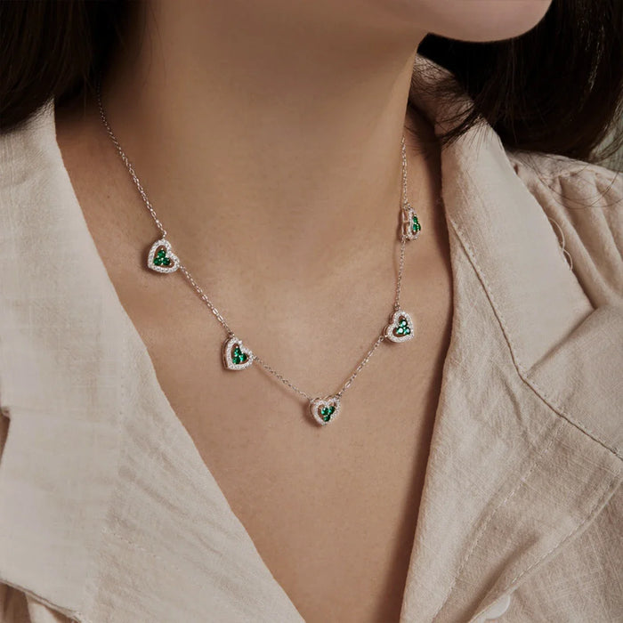 Collier Argent 5 Coeurs - vue 1