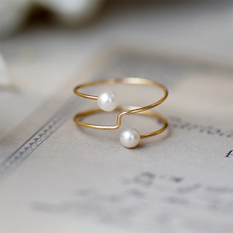Bague Or Perle de Culture Blanche - vue 2