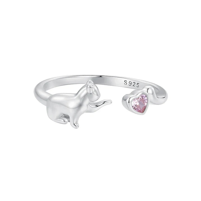 Bague Argent Chat - vue 1