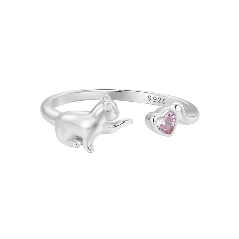 Bague Argent Chat - vue 1